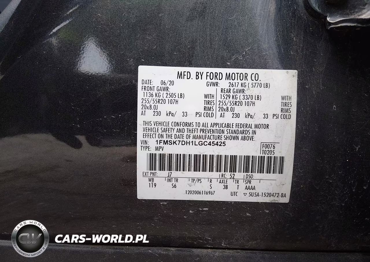 2020 Ford Explorer Xlt VIN:1FMSK7DH1LGC45425 - 9