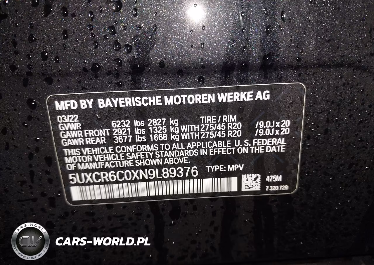 2022 BMW X5 xDrive40I VIN:5UXCR6C0XN9L89376 - 9