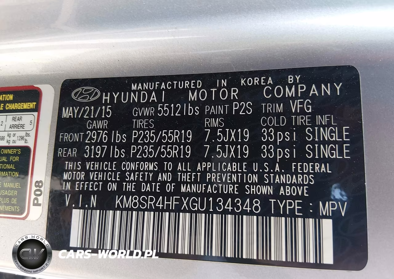 2016 Hyundai Santa Fe Se VIN:KM8SR4HFXGU134348 - 9