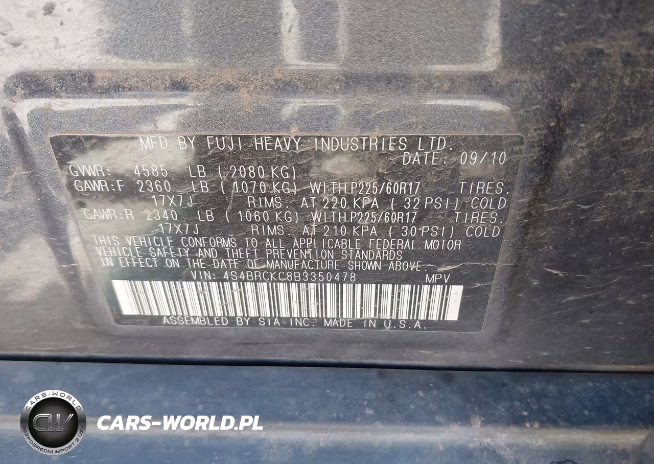 2011 Subaru Outback 2.5I Limited VIN:4S4BRCKC8B3350478 - 9