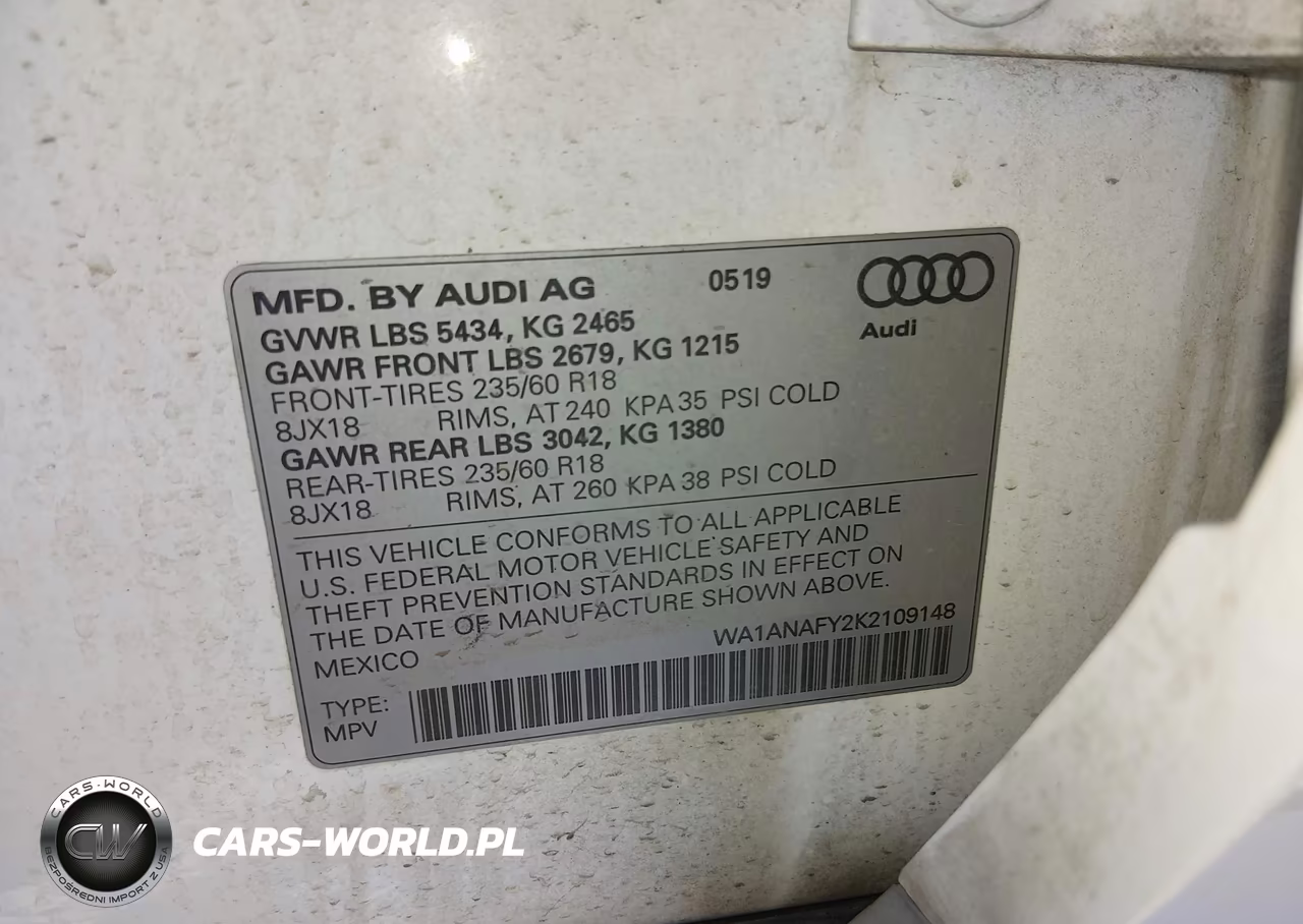 2019 Audi Q5 45 Premium VIN:WA1ANAFY2K2109148 - 9