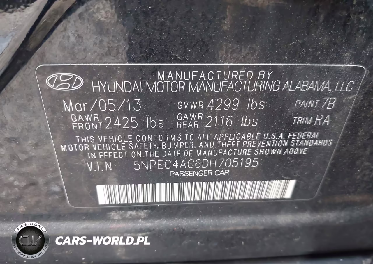 2013 Hyundai Sonata Limited VIN:5NPEC4AC6DH705195 - 9