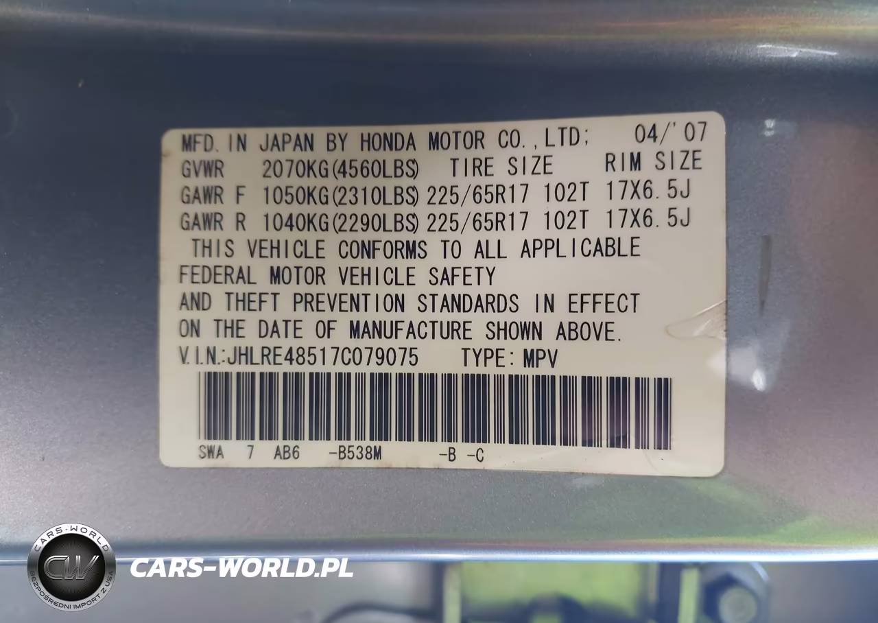 2007 Honda Cr-V Ex VIN:JHLRE48517C079075 - 9