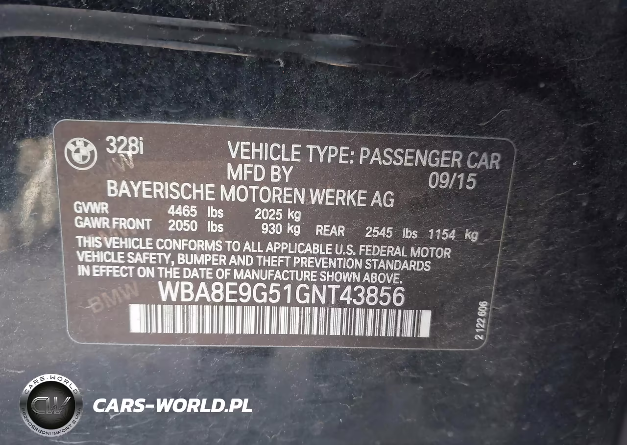 2016 BMW 328I VIN:WBA8E9G51GNT43856 - 9