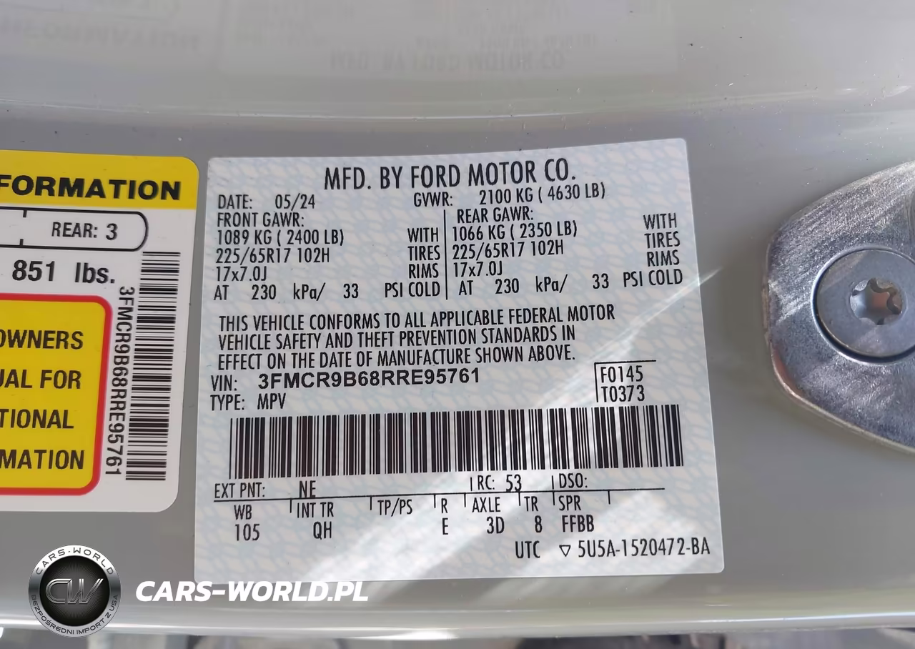 2024 Ford Bronco Sport Big Bend VIN:3FMCR9B68RRE95761 - 9