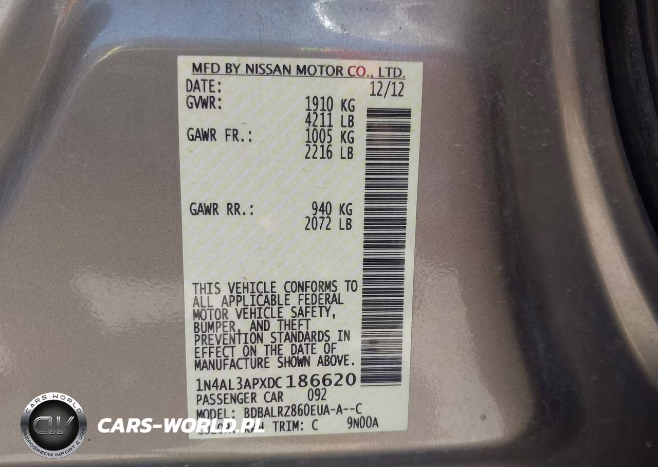2013 Nissan Altima 2.5 S VIN:1N4AL3APXDC186620 - 9