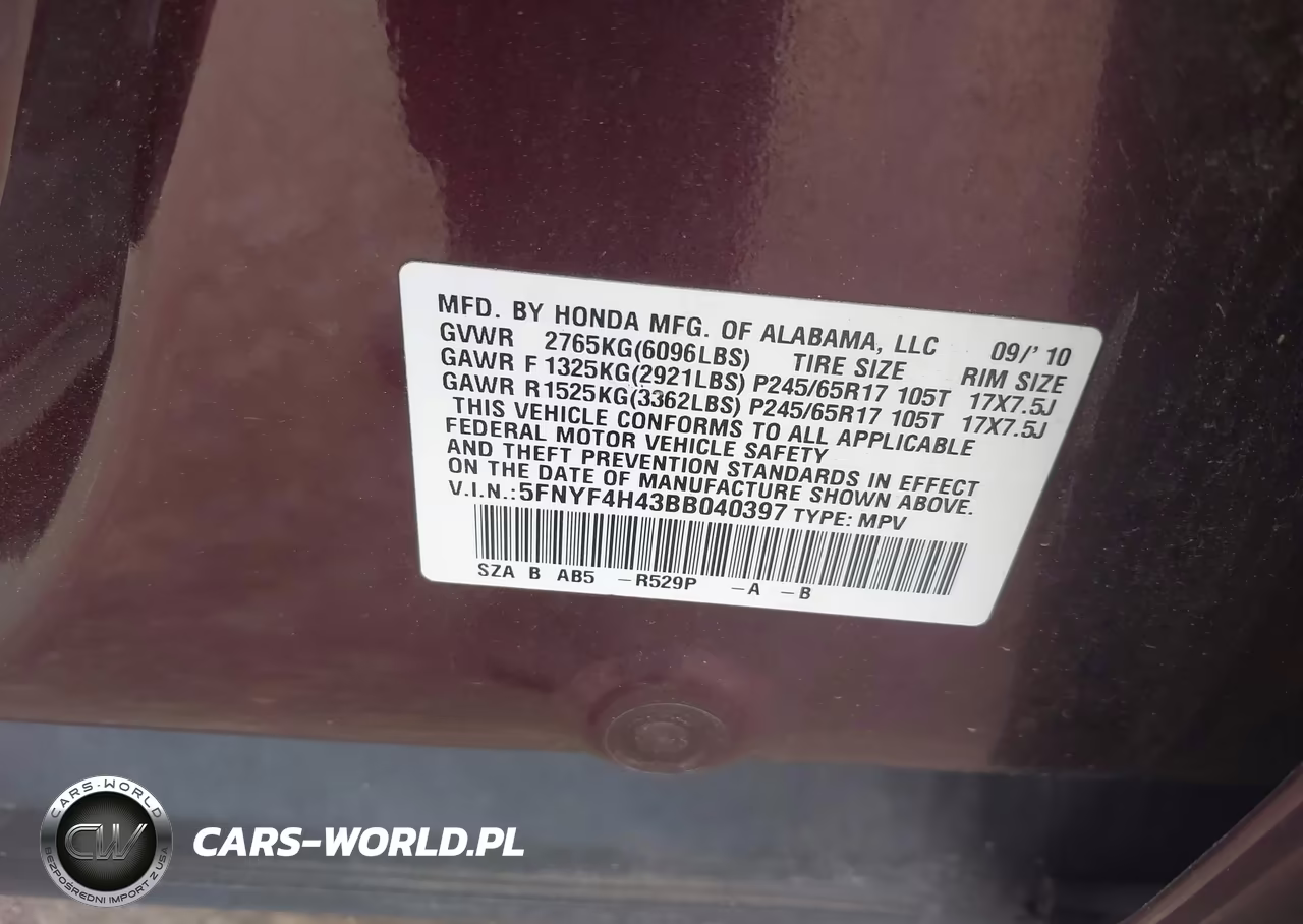 2011 Honda Pilot Ex VIN:5FNYF4H43BB040397 - 9