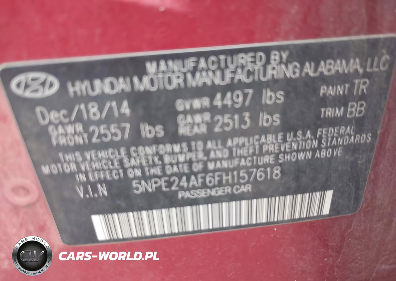 2015 Hyundai Sonata Se VIN:5NPE24AF6FH157618 - 9