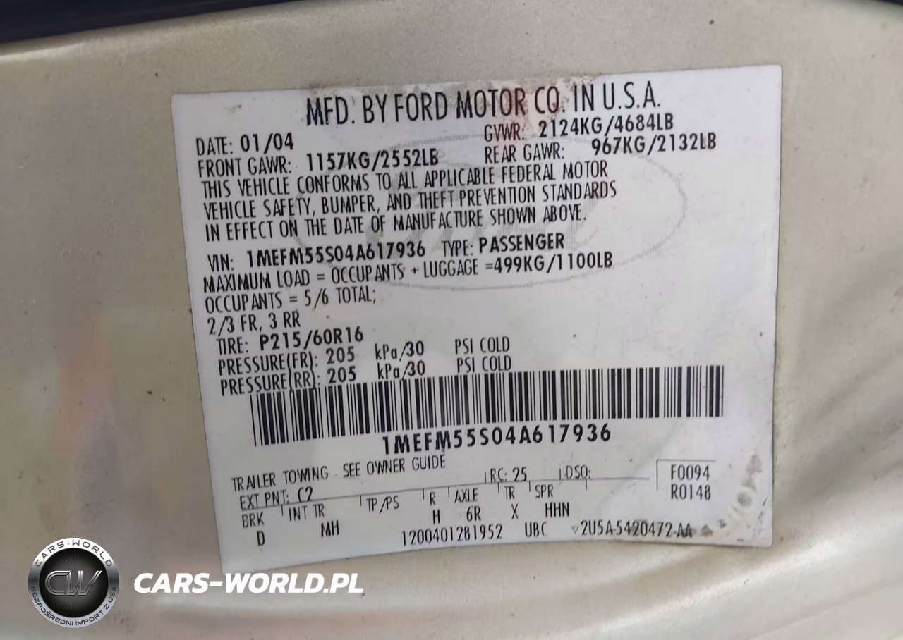 2004 Mercury Sable Ls Premium VIN:1MEFM55S04A617936 - 9