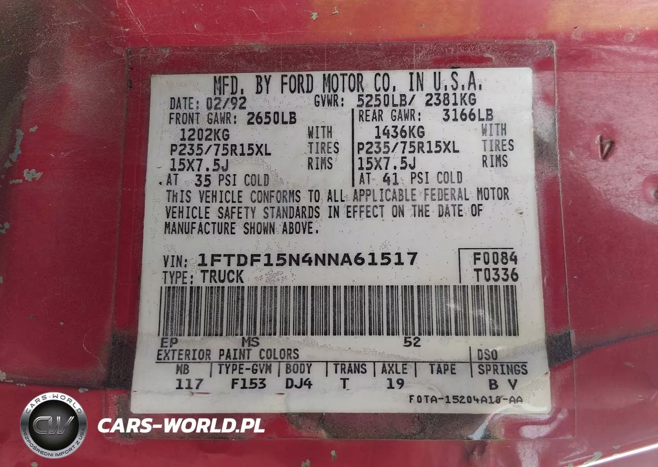 1992 Ford F150 VIN:1FTDF15N4NNA61517 - 9