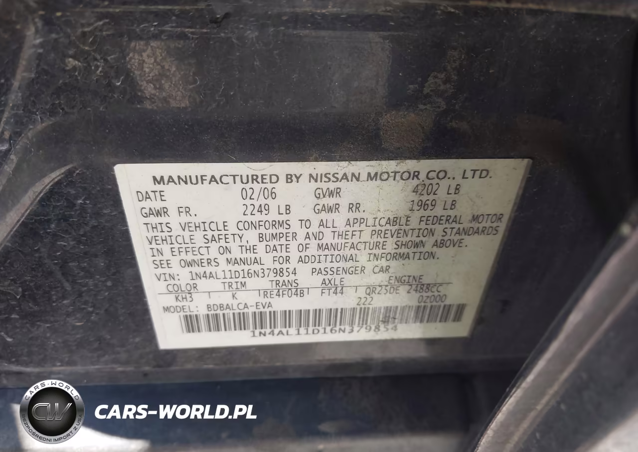 2006 Nissan Altima 2.5 S VIN:1N4AL11D16N379854 - 9