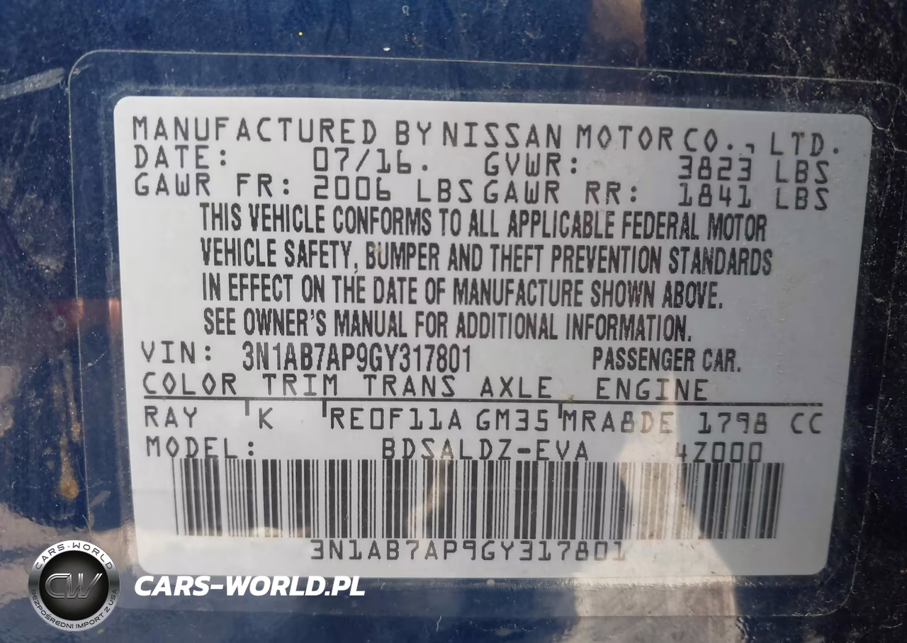 2016 Nissan Sentra Sv VIN:3N1AB7AP9GY317801 - 9