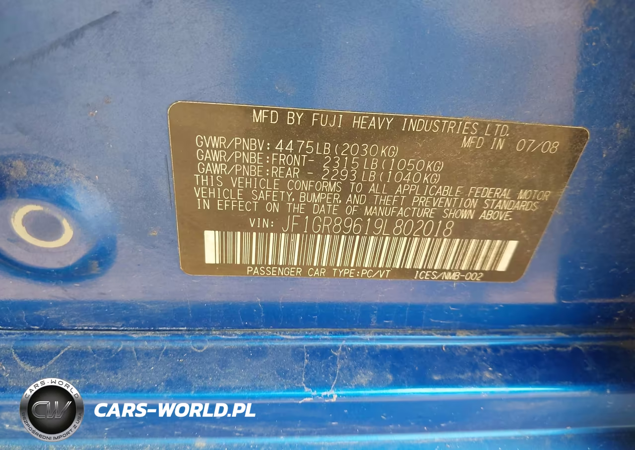 2009 Subaru Impreza Wrx Sti VIN:JF1GR89619L802018 - 9