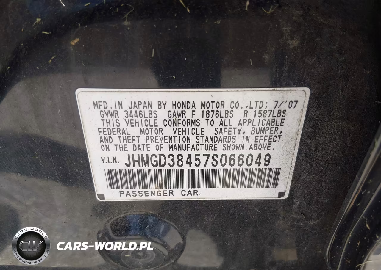 2007 Honda Fit VIN:JHMGD38457S066049 - 9