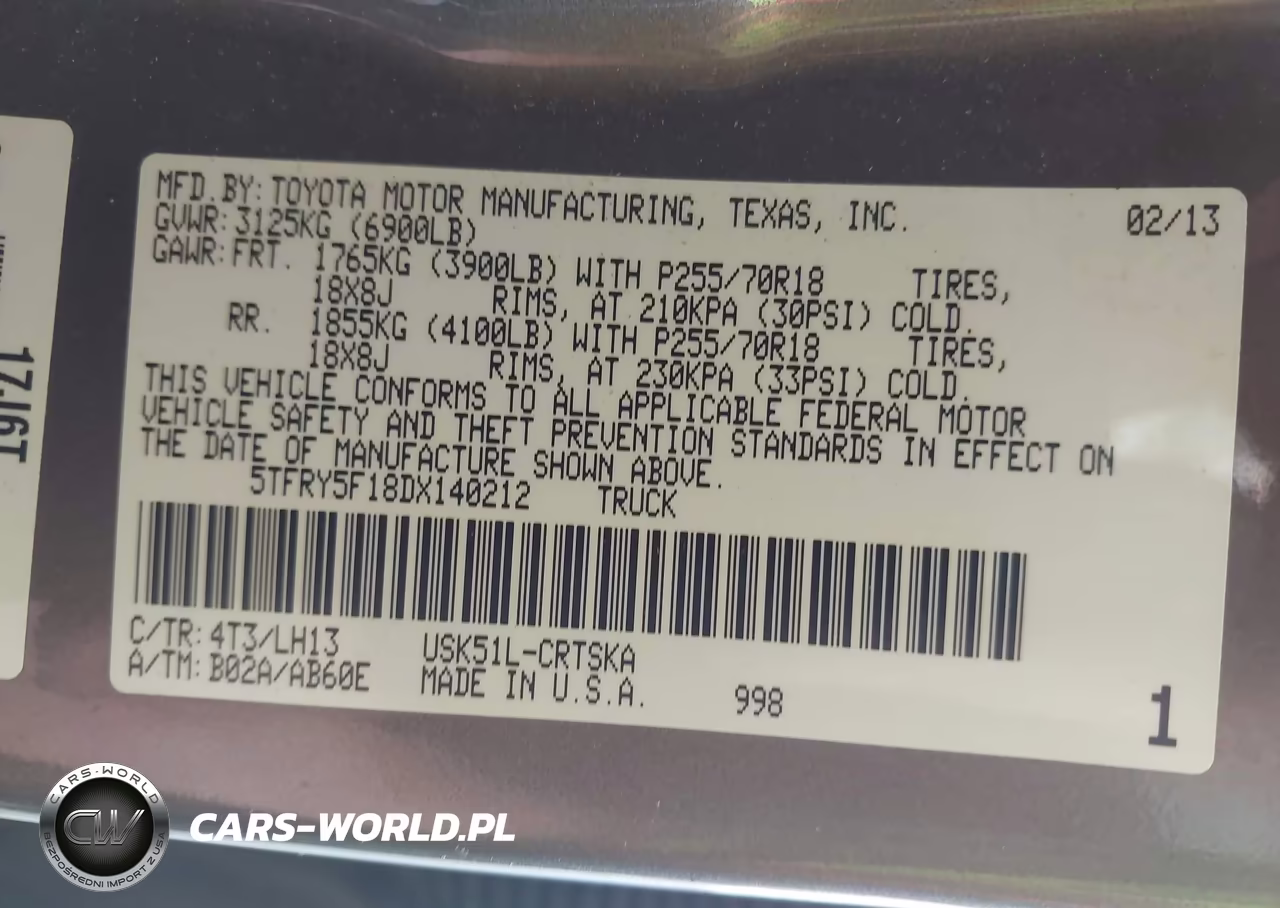 2013 Toyota Tundra Grade 5.7L V8 VIN:5TFRY5F18DX140212 - 9