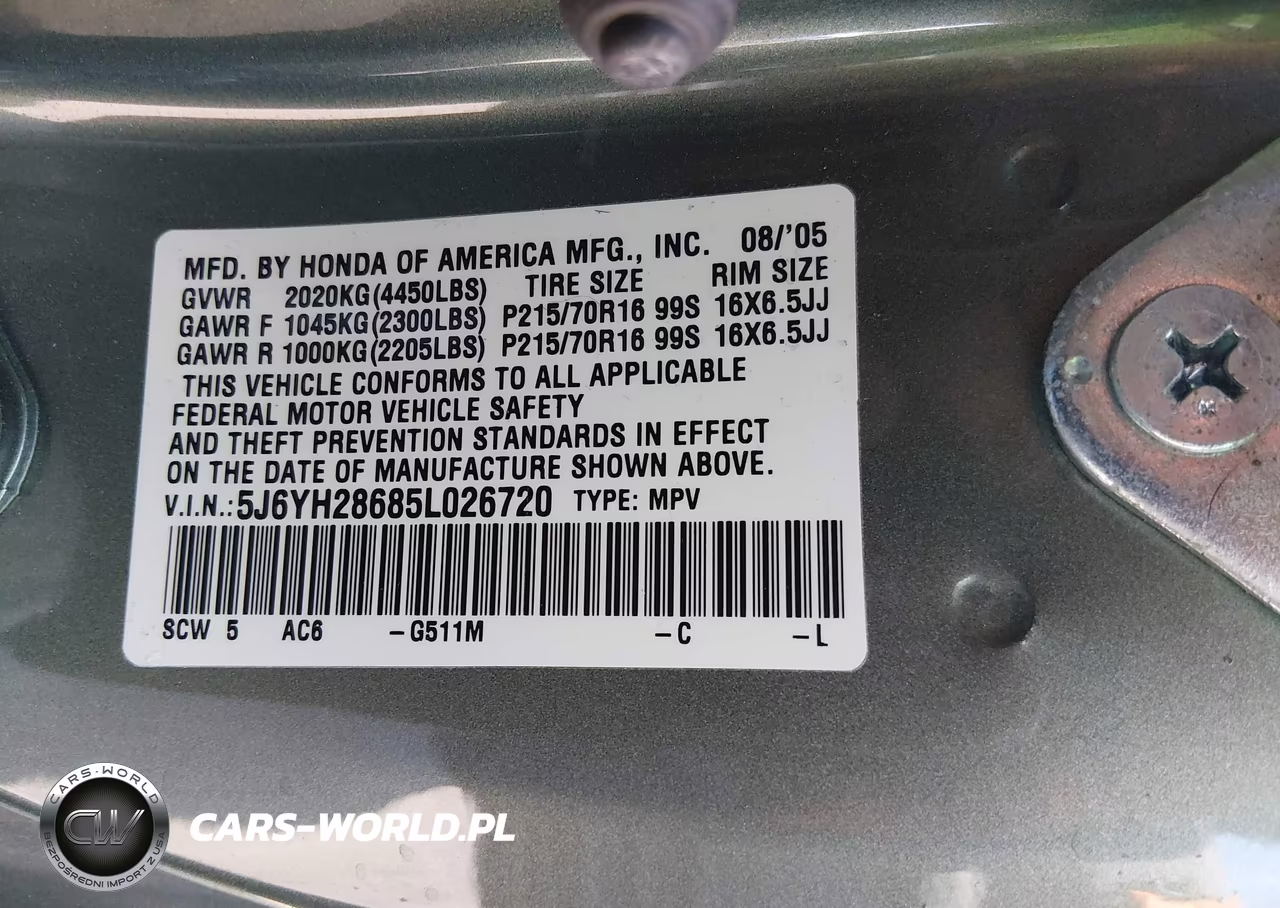 2005 Honda Element Ex VIN:5J6YH28685L026720 - 9