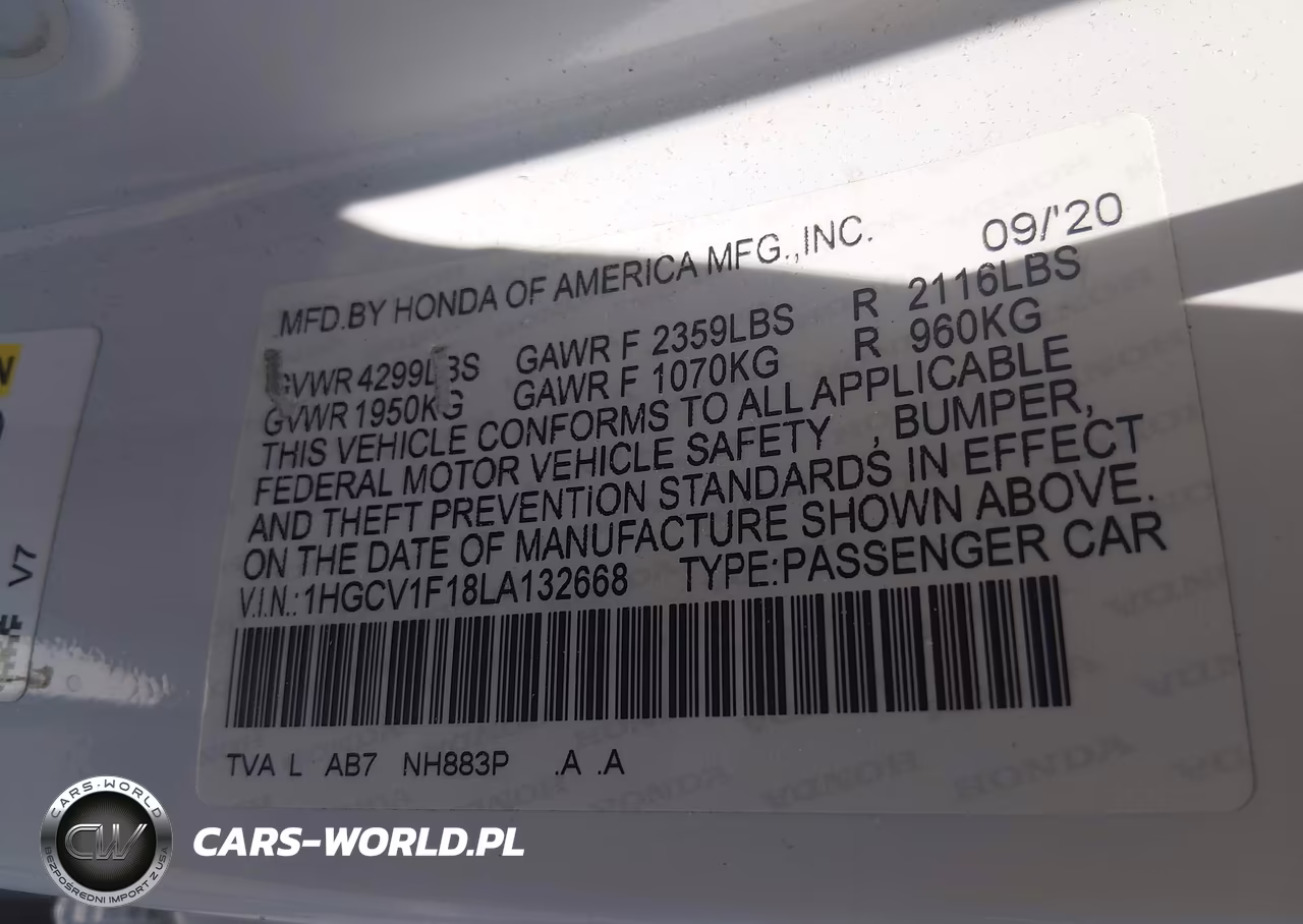 2020 Honda Accord Lx VIN:1HGCV1F18LA132668 - 9