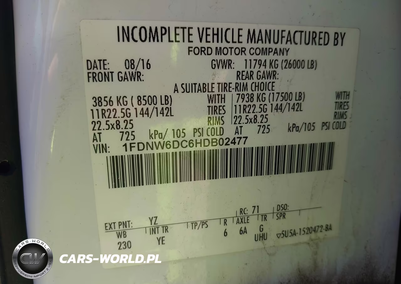 2017 Ford F-650 Diesel VIN:1FDNW6DC6HDB02477 - 8
