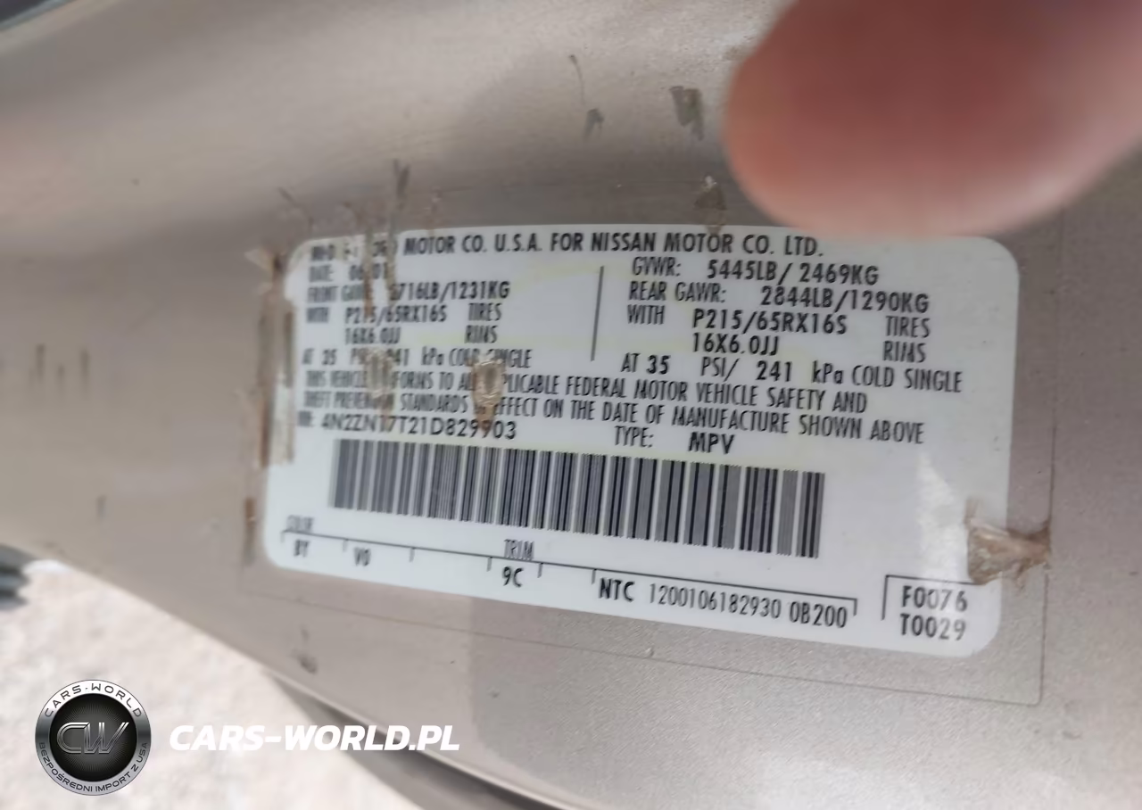 2001 Nissan Quest Gle VIN:4N2ZN17T21D829903 - 9