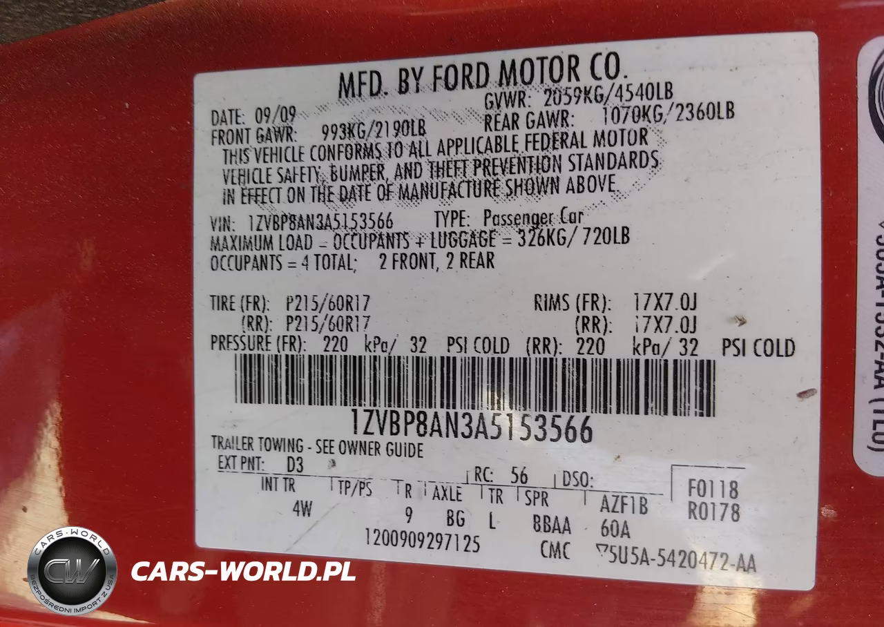 2010 Ford Mustang V6-V6 Premium VIN:1ZVBP8AN3A5153566 - 9