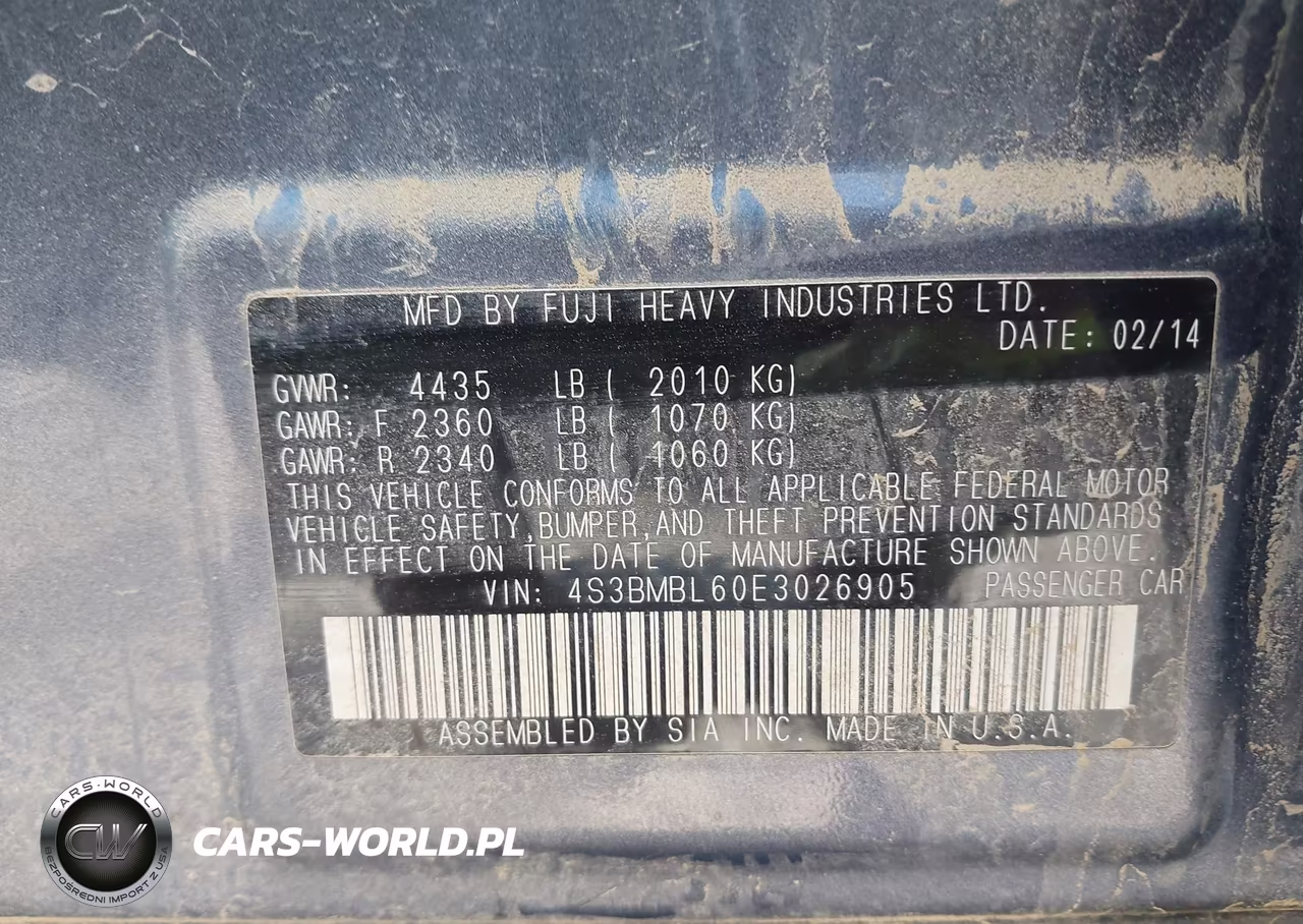 2014 Subaru Legacy 2.5I Limited VIN:4S3BMBL60E3026905 - 9