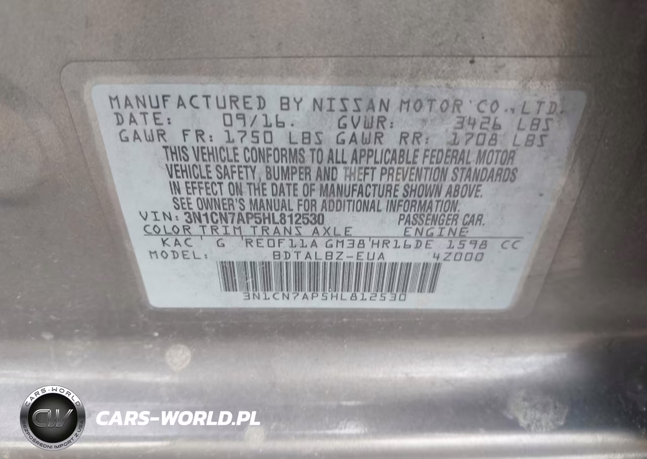 2017 Nissan Versa 1.6 S-1.6 S+-1.6 Sl-1.6 Sv VIN:3N1CN7AP5HL812530 - 9