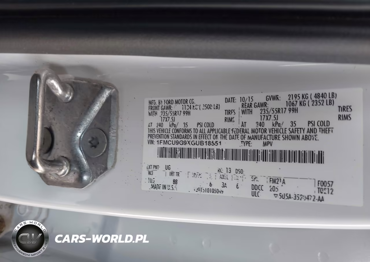 2016 Ford Escape Se VIN:1FMCU9G9XGUB18551 - 9