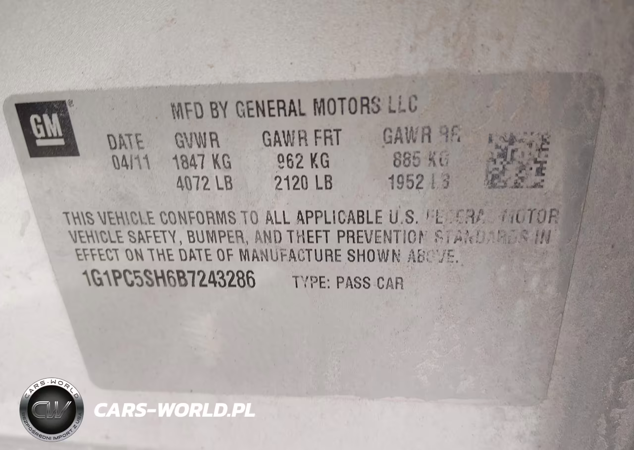 2011 Chevrolet Cruze Ls VIN:1G1PC5SH6B7243286 - 9