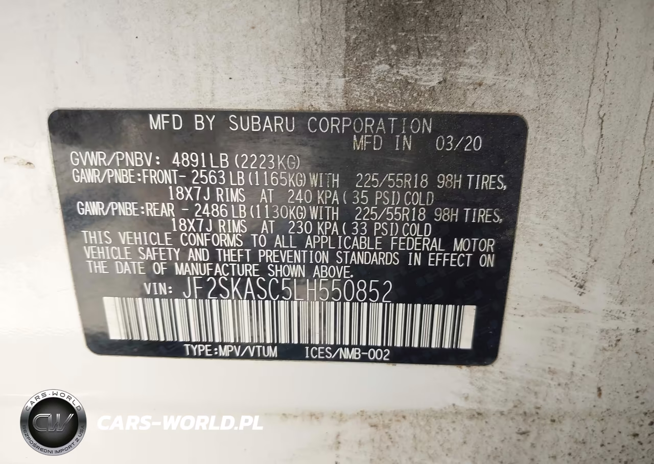 2020 Subaru Forester Limited VIN:JF2SKASC5LH550852 - 9