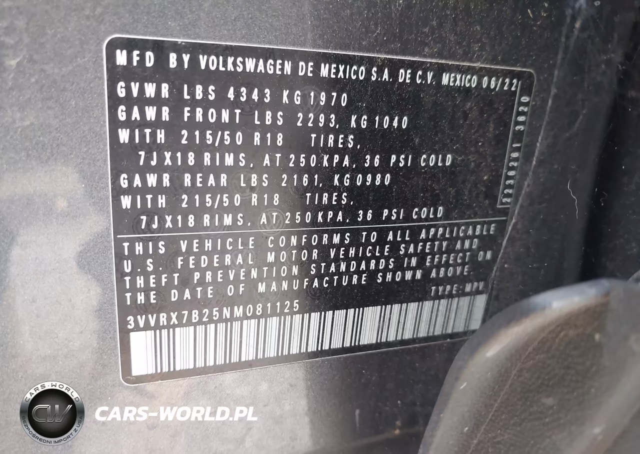 2022 Volkswagen Taos 1.5T Se VIN:3VVRX7B25NM081125 - 9