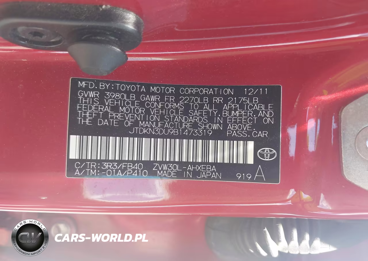 2011 Toyota Prius Two VIN:JTDKN3DU9B1473319 - 9