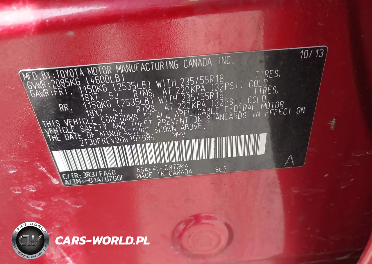 2013 Toyota Rav4 Limited VIN:2T3DFREV9DW107994 - 9
