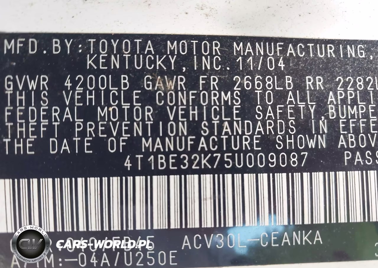 2005 Toyota Camry Le VIN:4T1BE32K75U009087 - 9