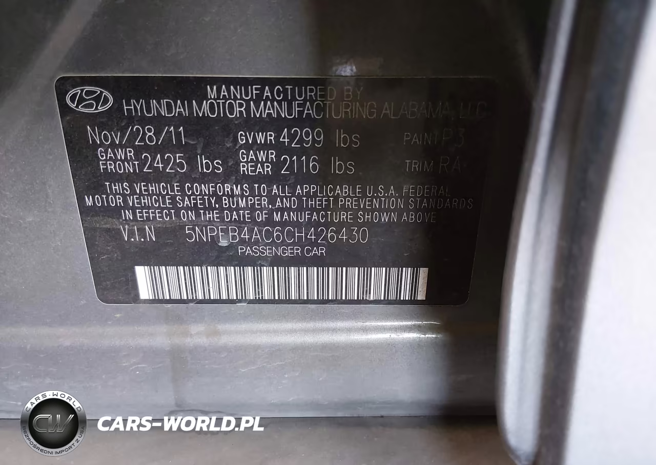 2012 Hyundai Sonata Gls VIN:5NPEB4AC6CH426430 - 9