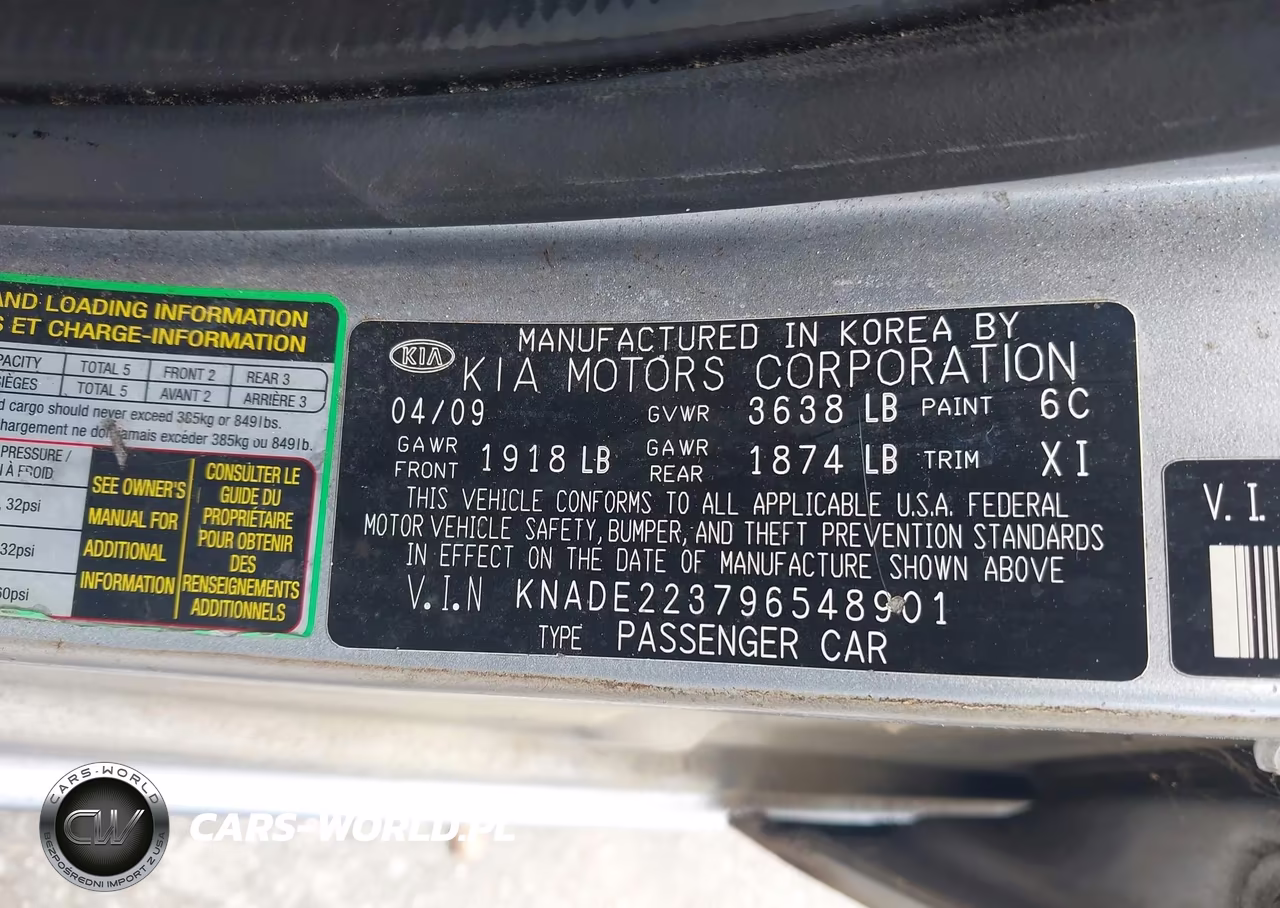 2009 Kia Rio Lx VIN:KNADE223796548901 - 9