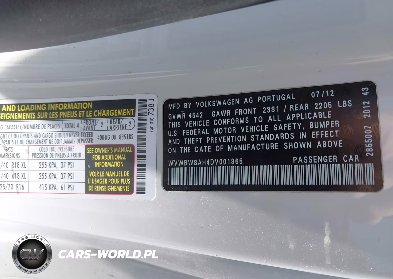 2013 Volkswagen Eos Sport VIN:WVWBW8AH4DV001865 - 9