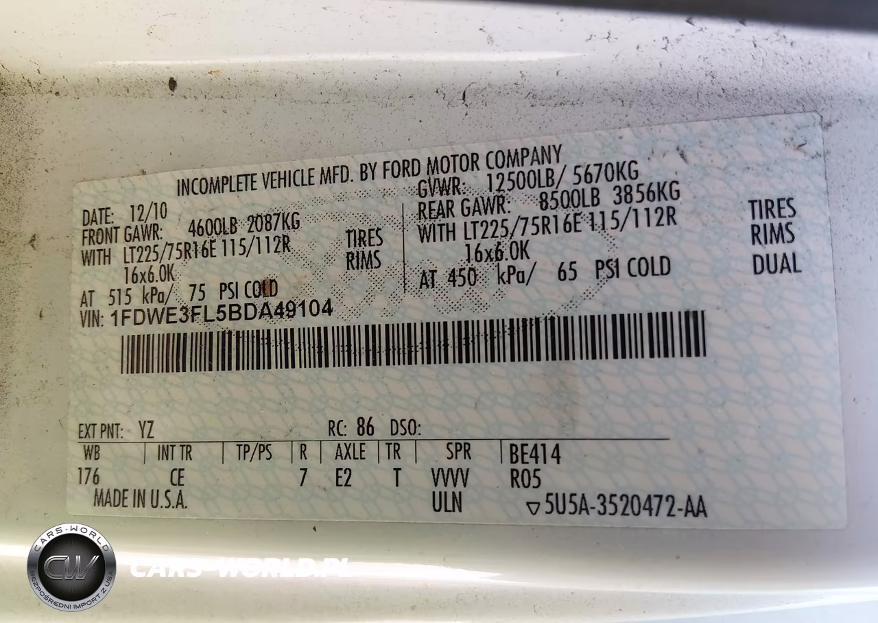 2011 Ford Econoline Commercial Cutaway VIN:1FDWE3FL5BDA49104 - 8