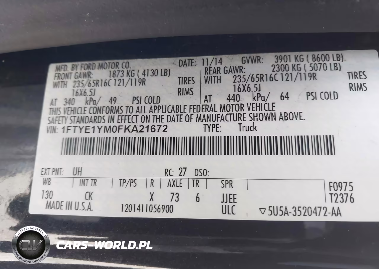2015 Ford Transit-150 VIN:1FTYE1YM0FKA21672 - 9