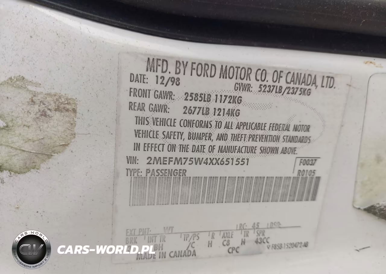 1999 Mercury Grand Marquis Ls VIN:2MEFM75W4XX651551 - 9