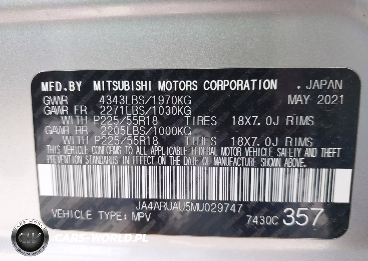 2021 Mitsubishi Outlander Sport 2.0 Be Awc-2.0 Es Awc-2.0 Le Awc-2.0 Se Awc VIN:JA4ARUAU5MU029747 - 9