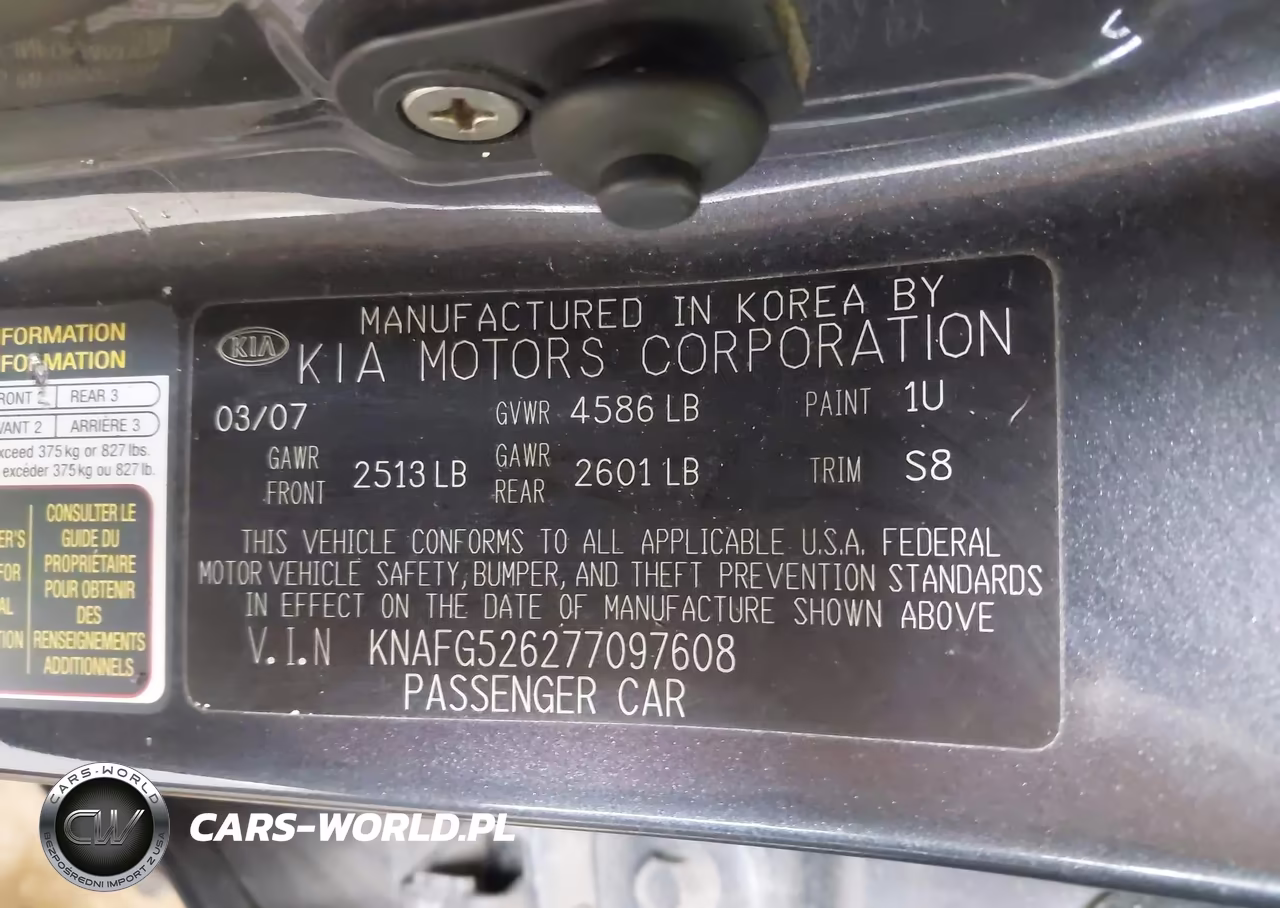2007 Kia Rondo Ex V6 VIN:KNAFG526277097608 - 9