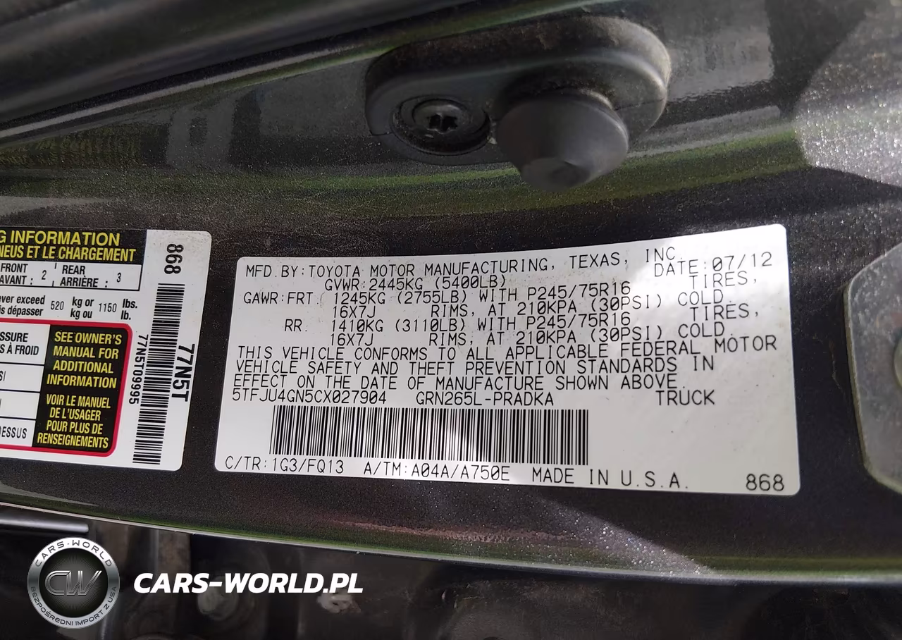 2012 Toyota Tacoma Prerunner V6 VIN:5TFJU4GN5CX027904 - 9