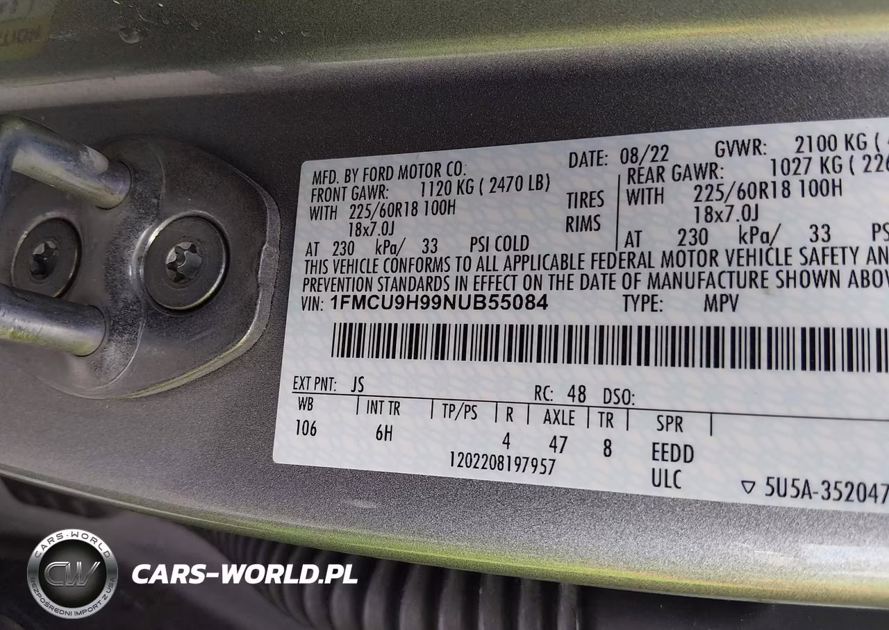2022 Ford Escape Sel VIN:1FMCU9H99NUB55084 - 9