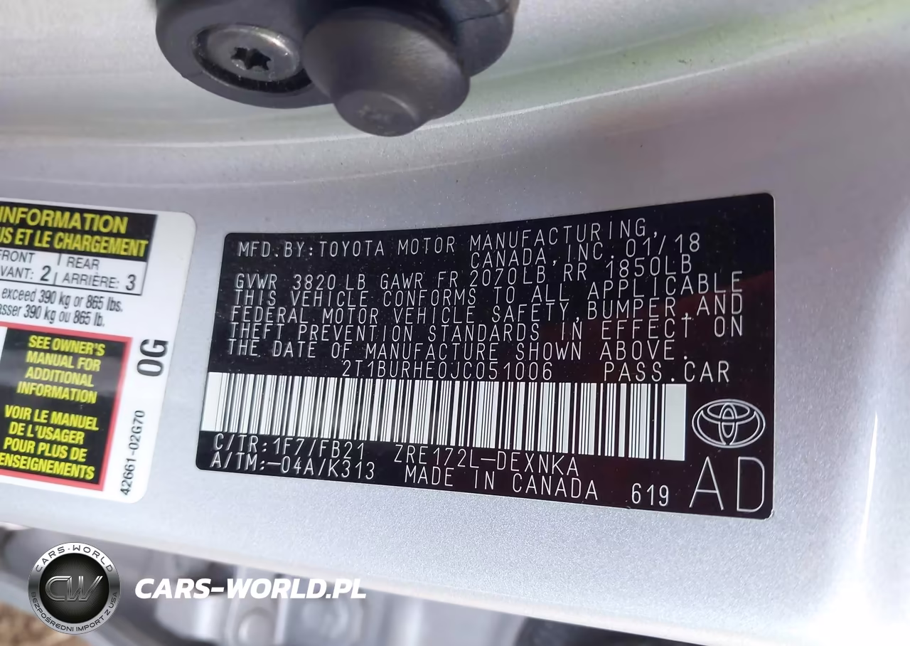 2018 Toyota Corolla Le VIN:2T1BURHE0JC051006 - 9