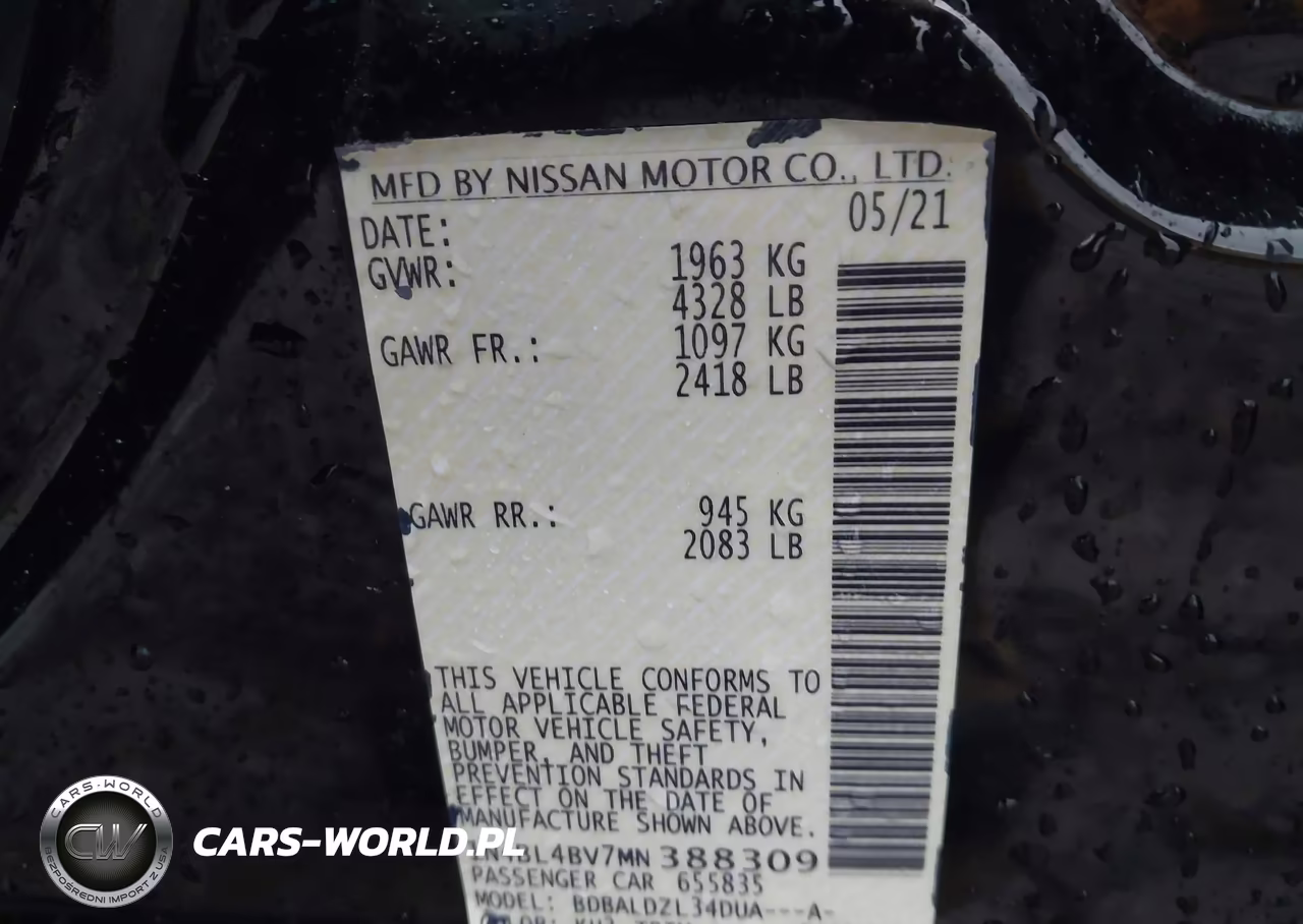 2021 Nissan Altima S Fwd VIN:1N4BL4BV7MN388309 - 9