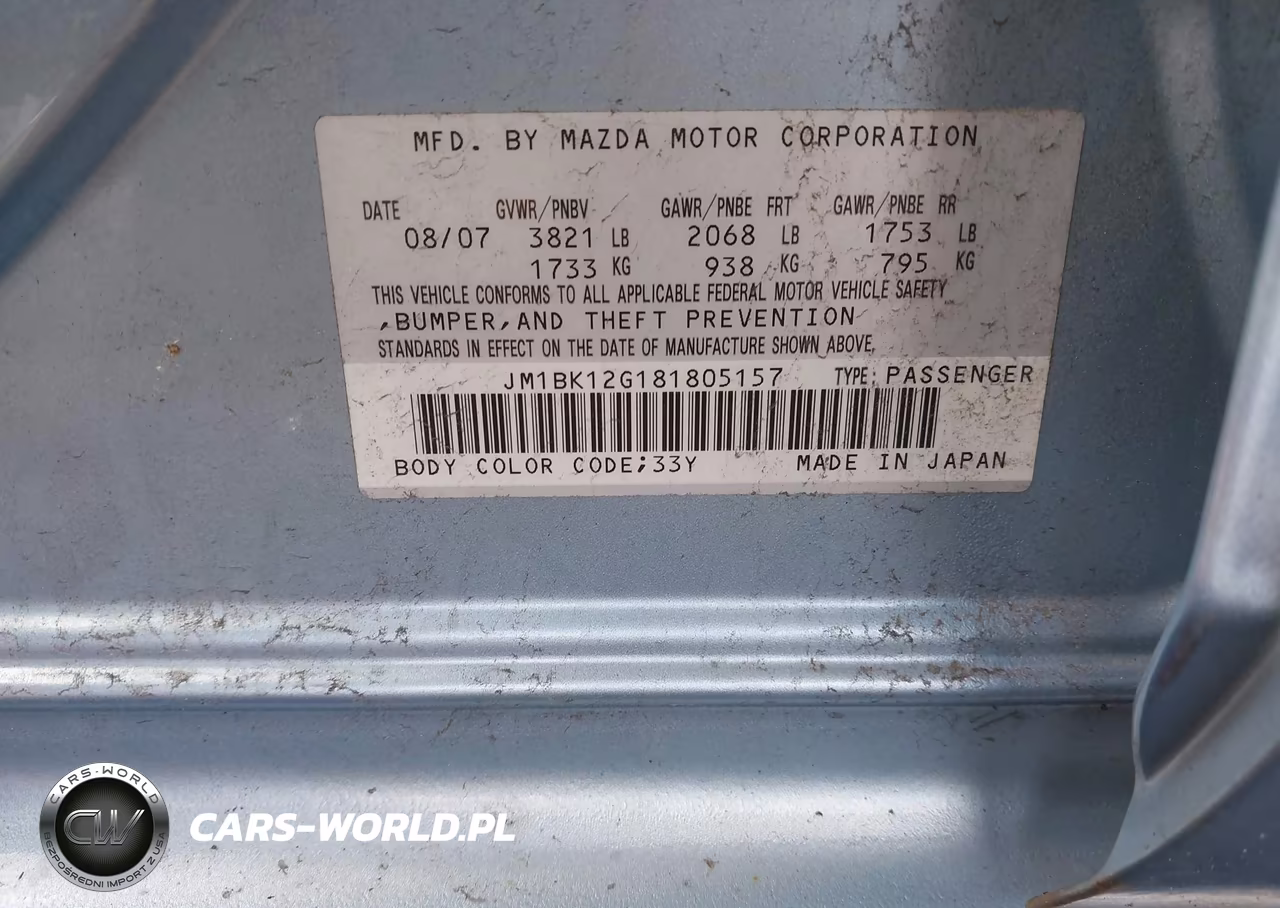 2008 Mazda Mazda3 I Sport VIN:JM1BK12G181805157 - 9