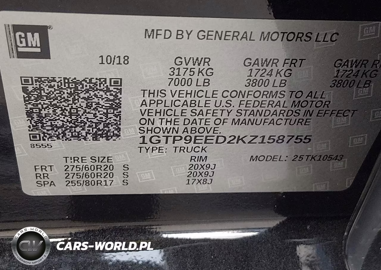2019 GMC Sierra K1500 At4 VIN:1GTP9EED2KZ158755 - 9
