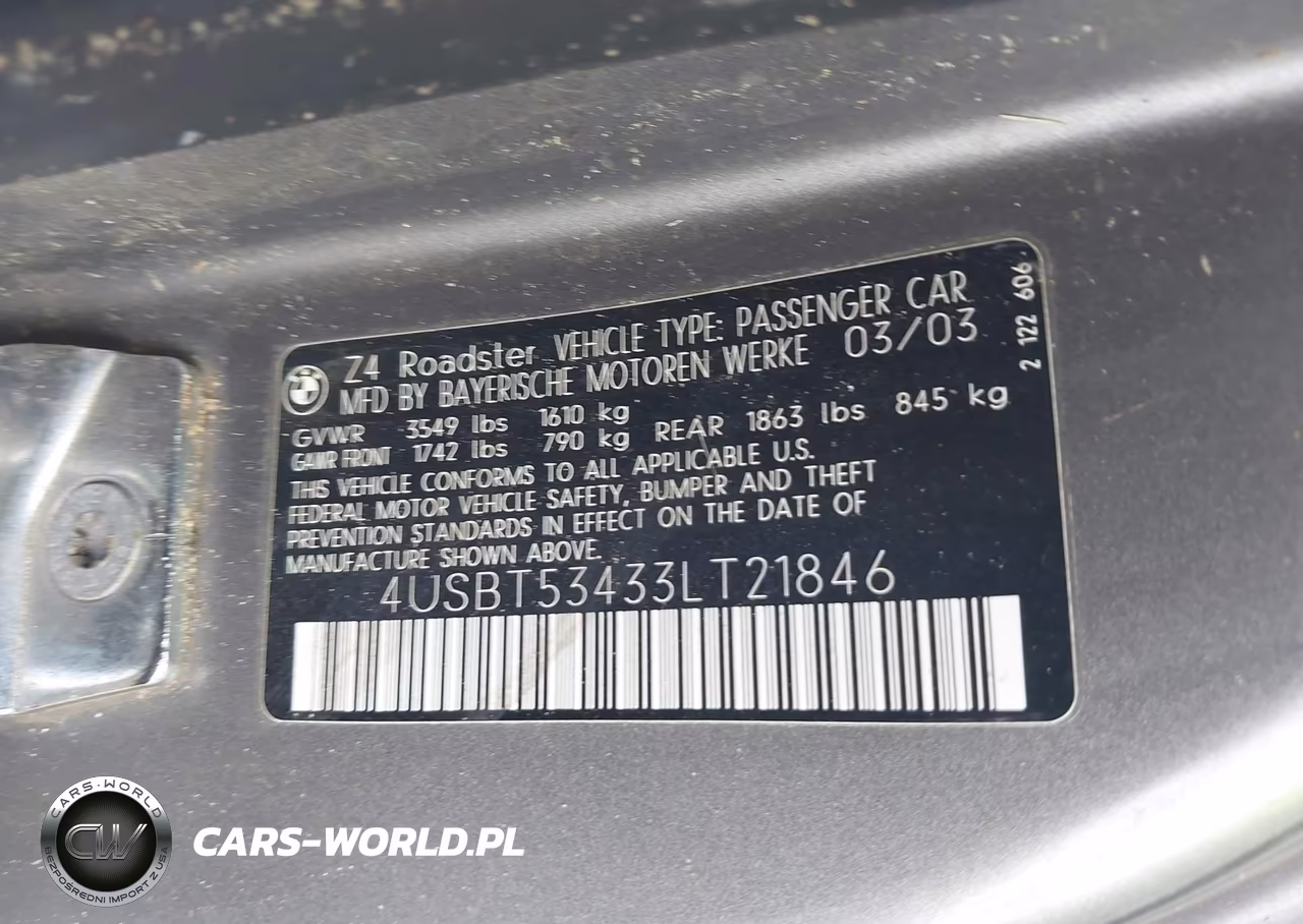 2003 BMW Z4 3.0I VIN:4USBT53433LT21846 - 9