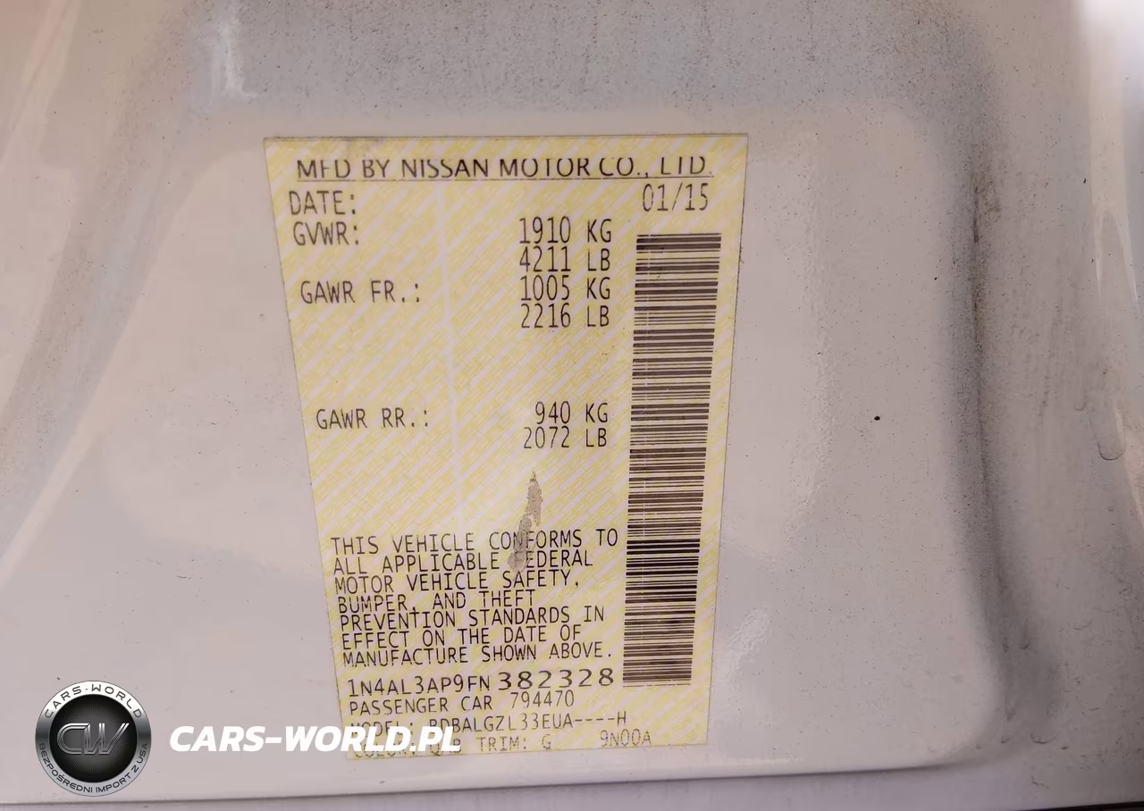 2015 Nissan Altima 2.5 S VIN:1N4AL3AP9FN382328 - 9