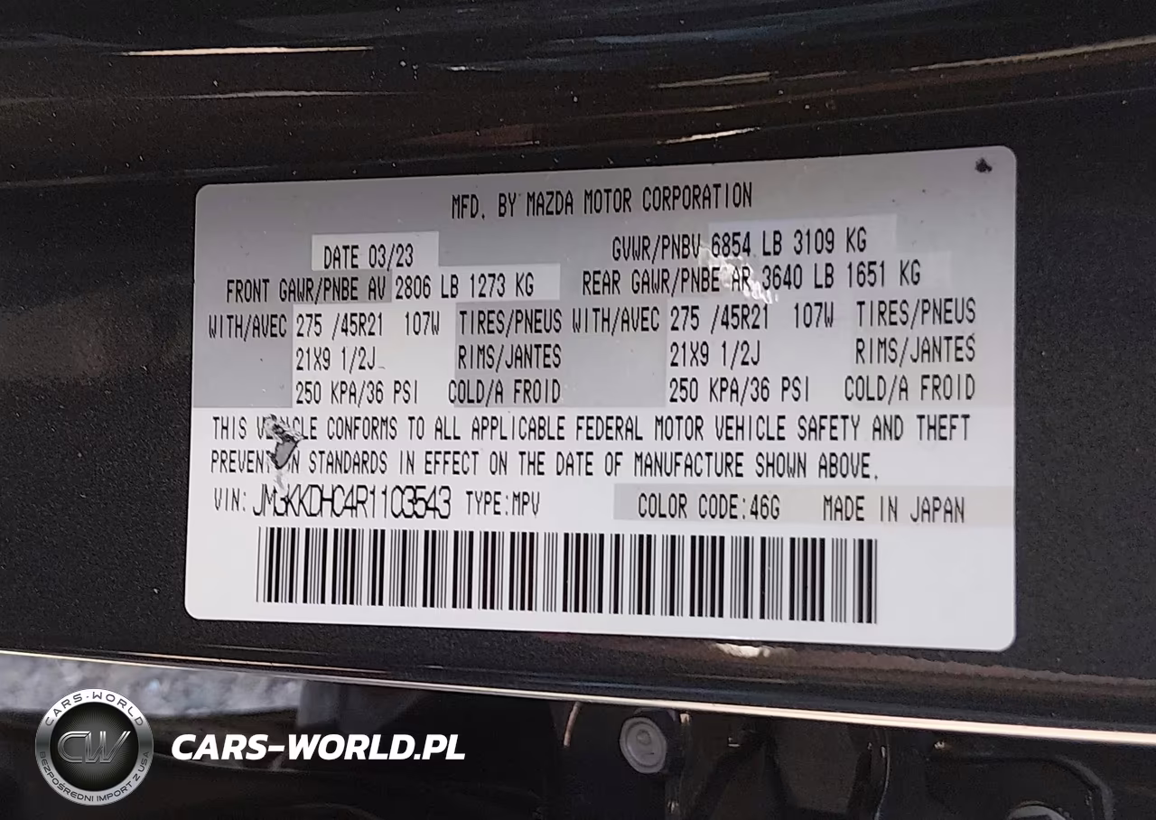 2024 Mazda Cx-90 3.3 Turbo S Premium VIN:JM3KKDHC4R1103543 - 9